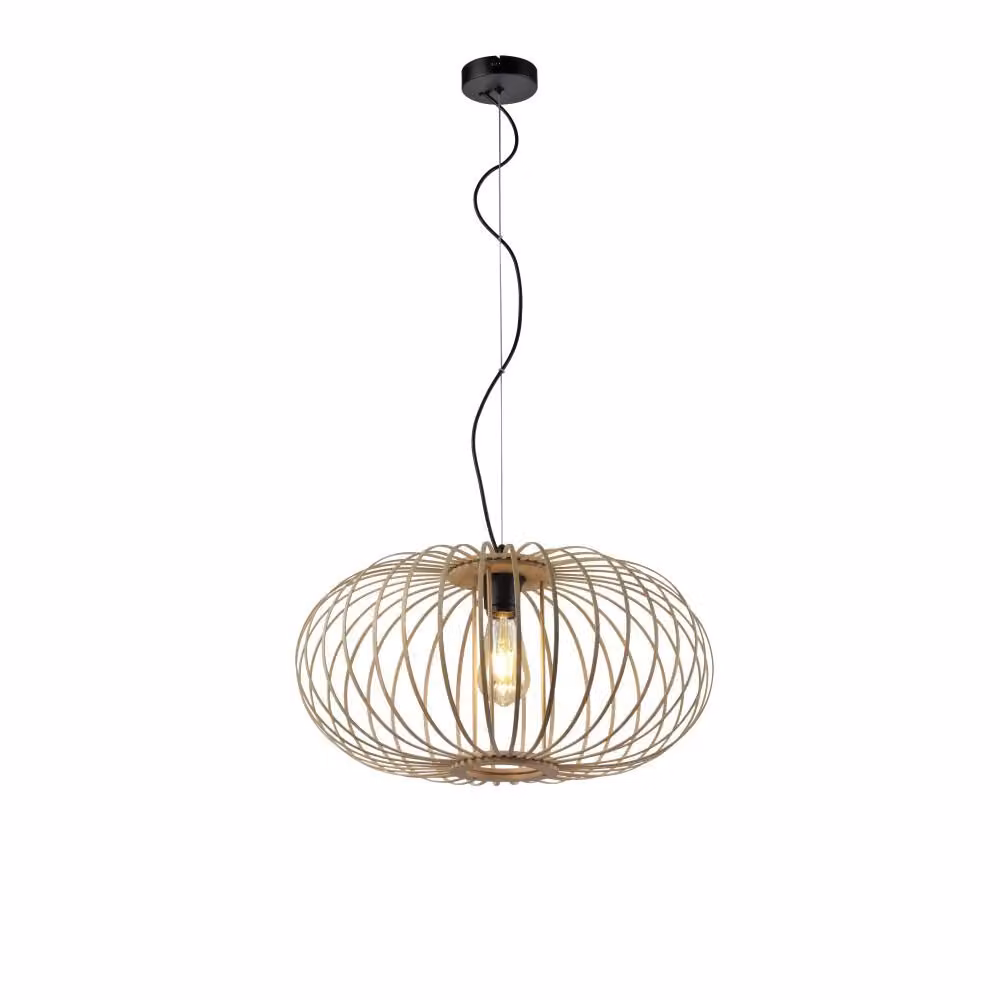 Lampada a sospensione, legno naturale, H 120 cm