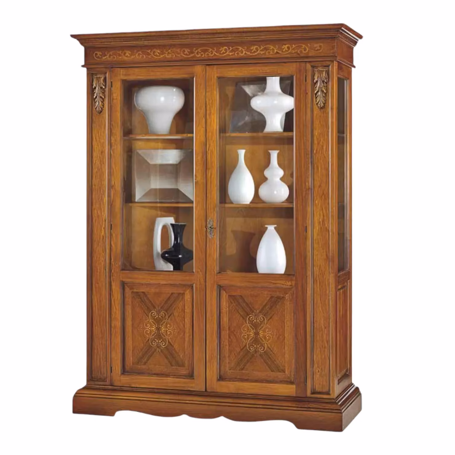 Vetrina in legno stile arte povera con 2 ante in vetro Mobili 2G marrone L 155 cm x P 48 cm x H 210 cm – 2