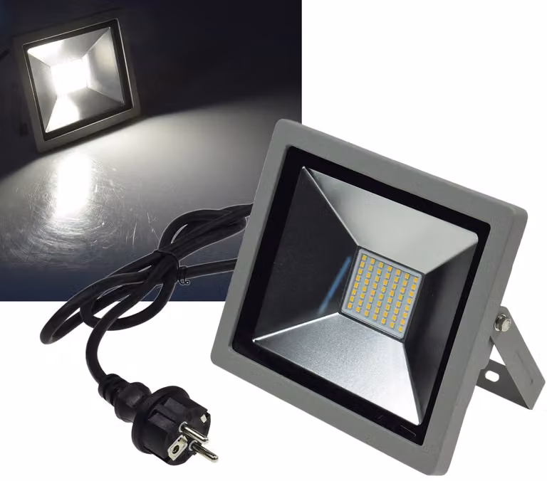 ChiliTec Proiettore LED SlimLine CTF-SLT 30 argento 30W, 2100lm, 4000K, bianco neutro, IP44