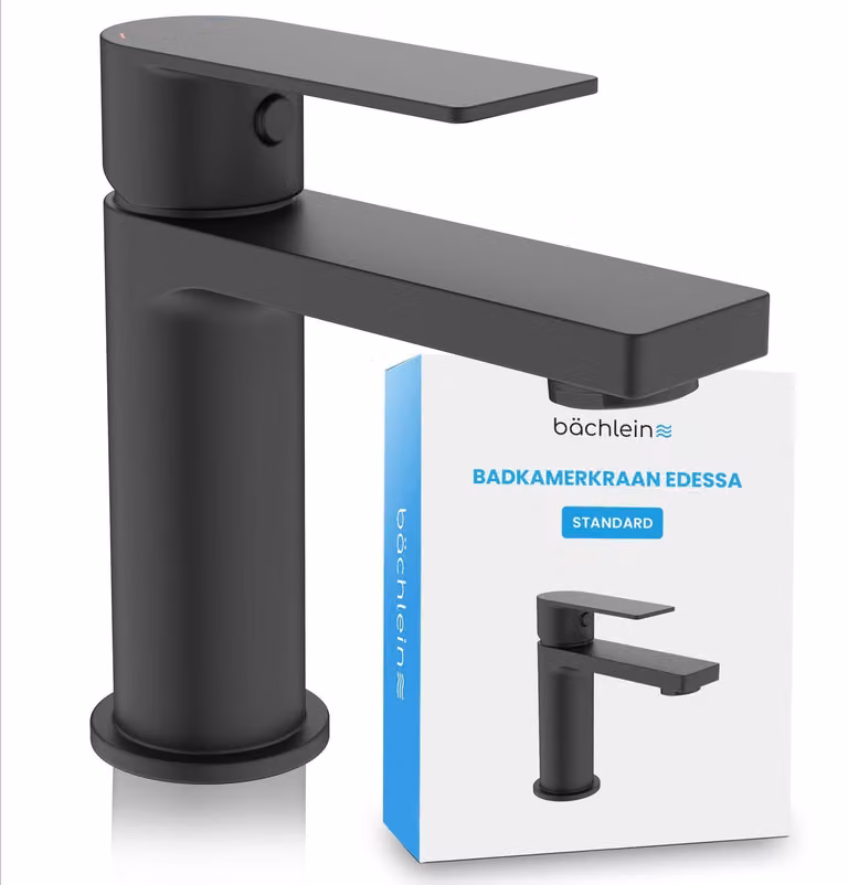 Miscelatore per lavello Edessa, finitura nero opaco, monocomando, completo di kit di montaggio
