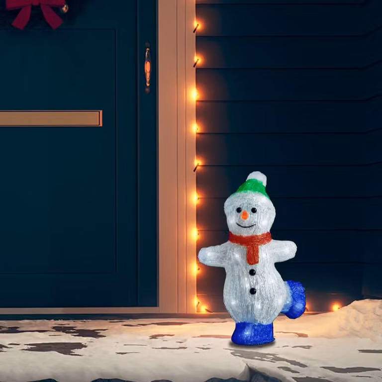The Living Store LED figura natalizia pupazzo di neve acrilico per interni ed esterni 30 cm