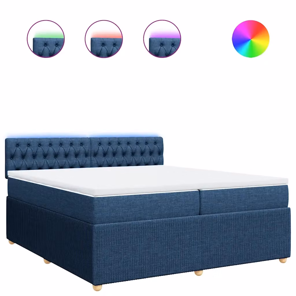 Letto Ibrido Moderno vidaXL con Materasso Blu e Bianco in Tessuto e Struttura in Legno di Pino L/P/H: 200 x 200 x 100,5 cm – 2