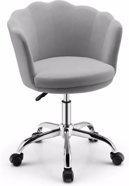 Sedia da ufficio ergonomica girevole a 360 gradi con schienale a conchiglia in tessuto grigio e base in metallo DESIGN IN – 1