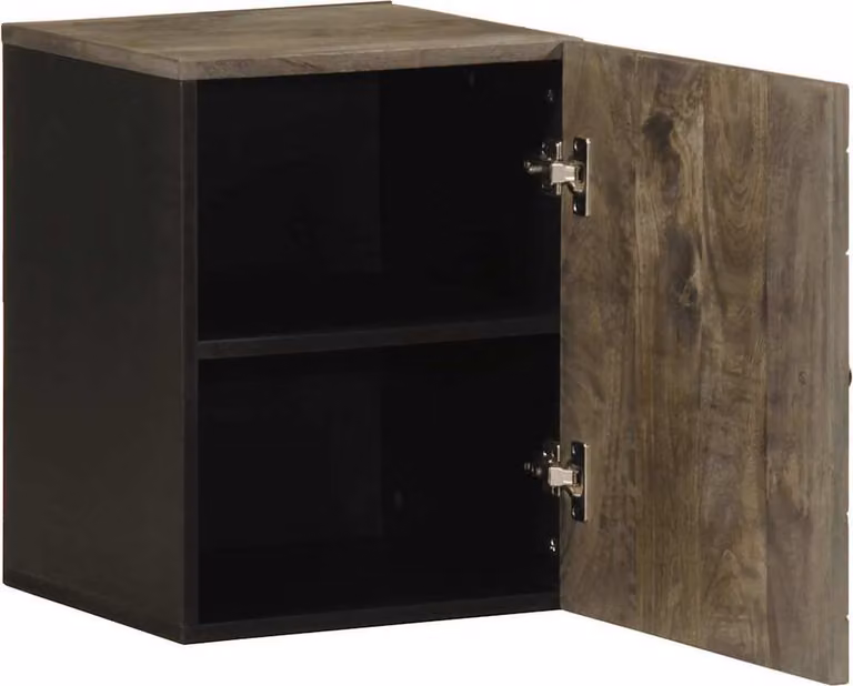 Mobile da Bagno a Parete Nero 38x33x48 cm Legno Massello Mango