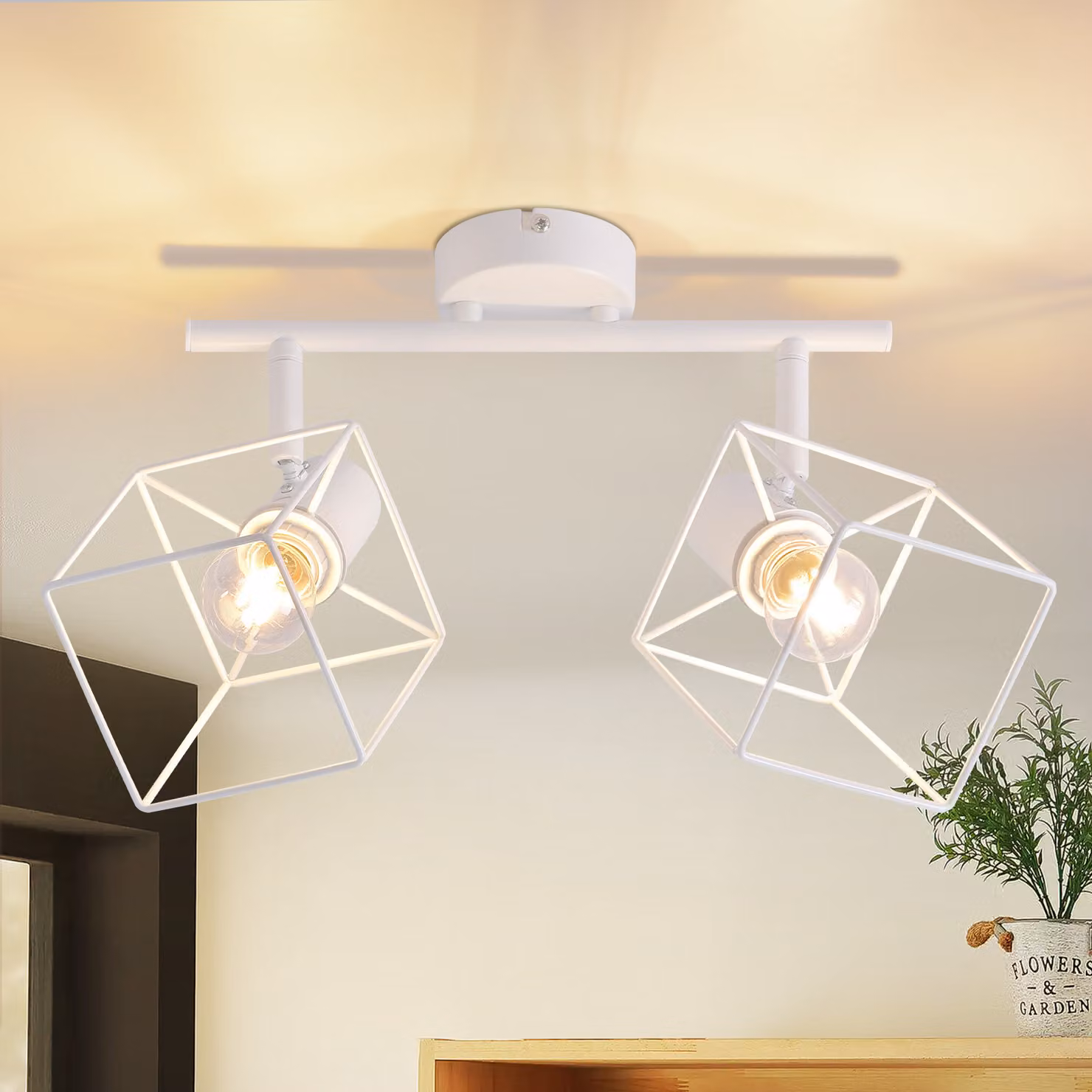 ZMH lampada da soffitto 2 fiamme E14 faretto da soffitto plafoniera bianca 350° orientabile moderna lampada da soggiorno lampada da cucina lampada da corridoio per ufficio senza lampadina