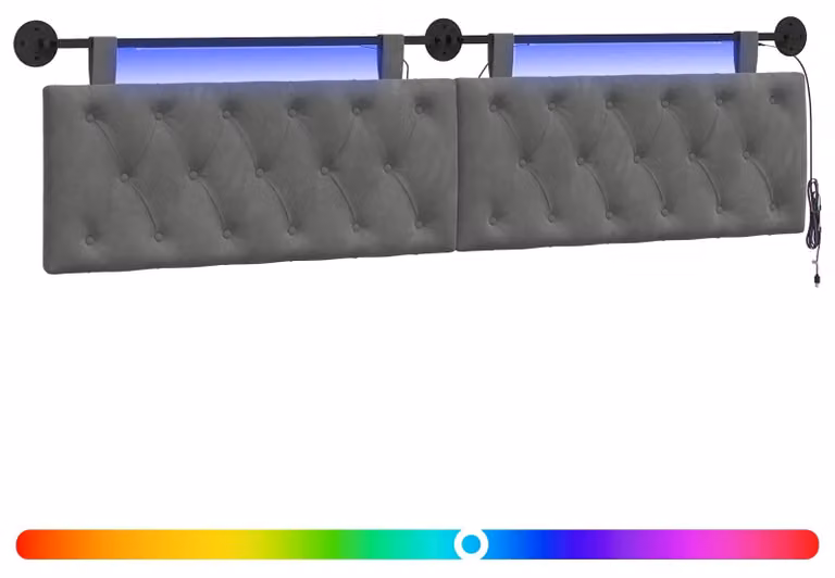 Testiera sospesa Con luce LED Grigio Scuro Velluto
