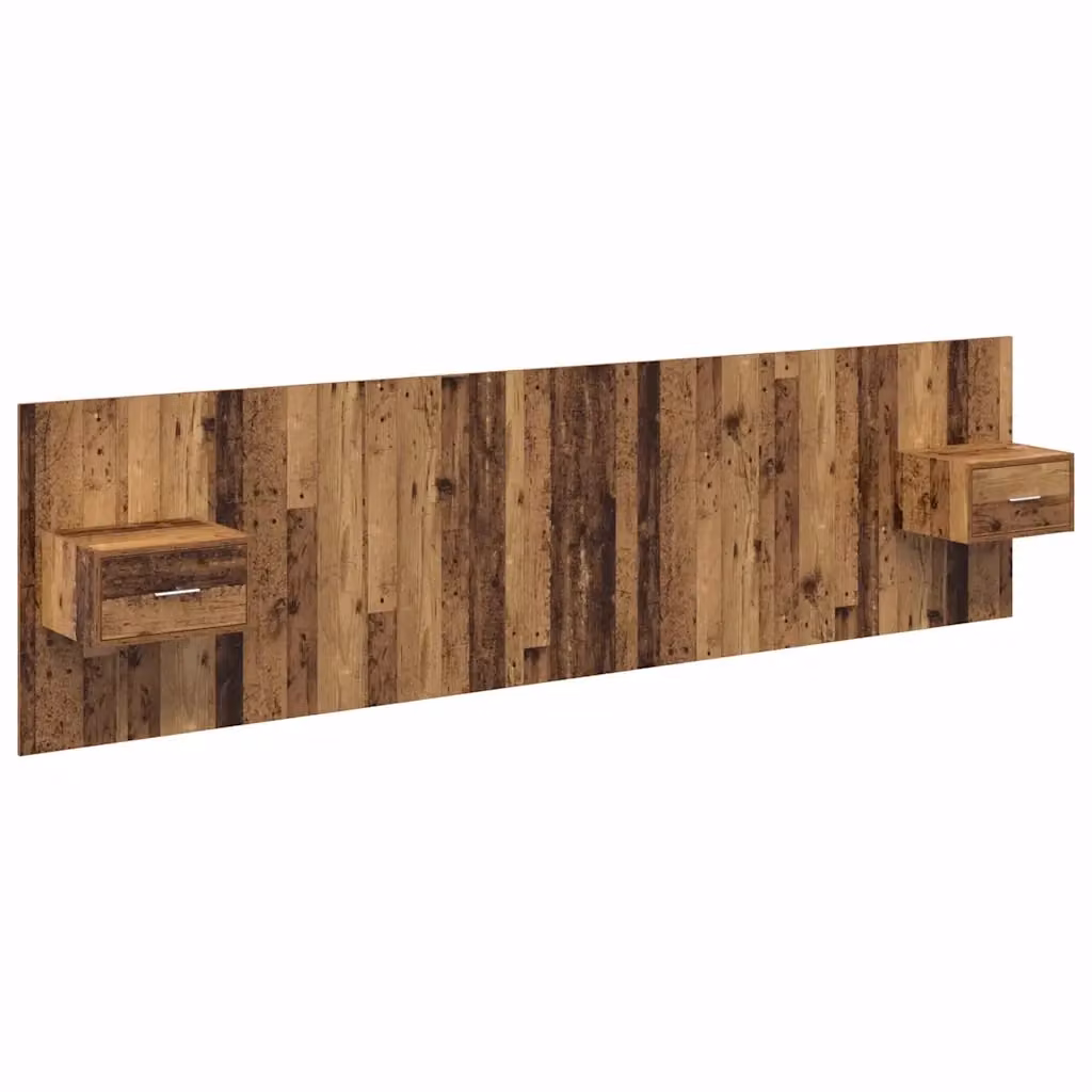 Set di 3 pezzi composto da testata e comodini a parete vidaXL in legno ingegnerizzato marrone effetto legno vecchio per camera da letto L: 297 cm, P: 37,98 cm, H: 32,5 cm – 2