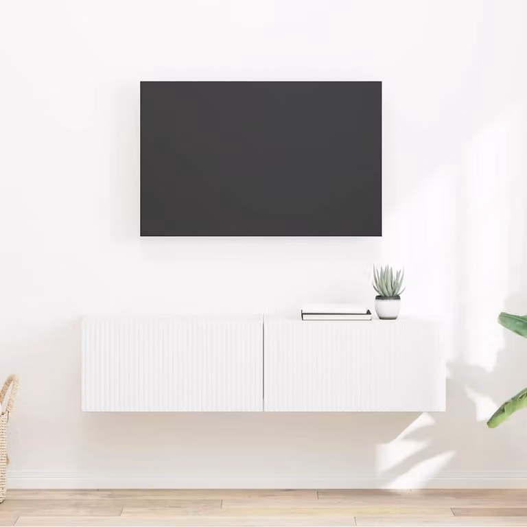 Set di 2 mobili TV da parete vidaXL in legno MDF bianco moderno L: 60,0 cm, P: 31,0 cm, H: 29,5 cm
