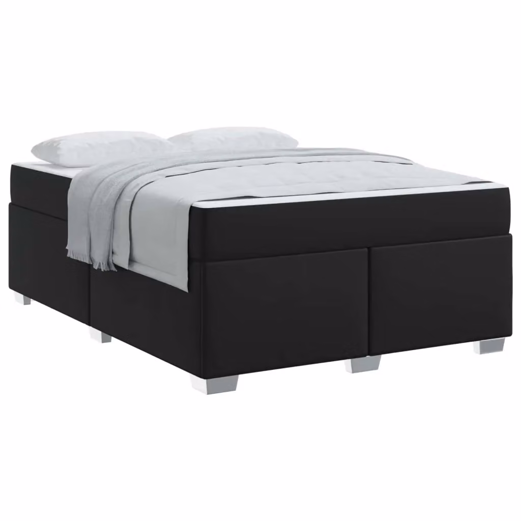 Struttura letto matrimoniale moderna vidaXL in ecopelle nera con telaio in metallo e legno, L 140 x P 200 cm – 2