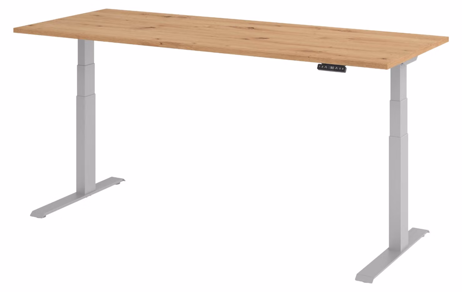 Scrivania elettrica bümö modello XDKB - Struttura: argento, finitura: rovere nodato, dimensioni: 200 x 80 cm