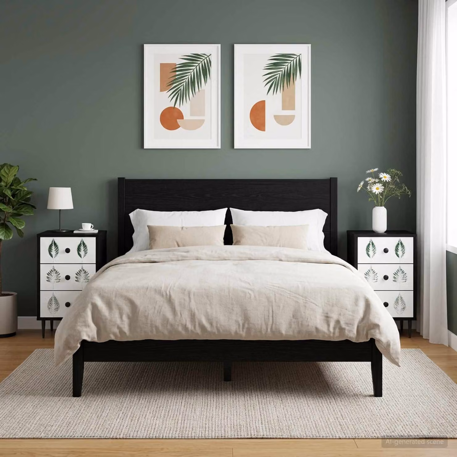 Set di 2 Armadi da Notte vidaXL HANAU in Rovere Nero, L/P/H: 36 x 33 x 61 cm