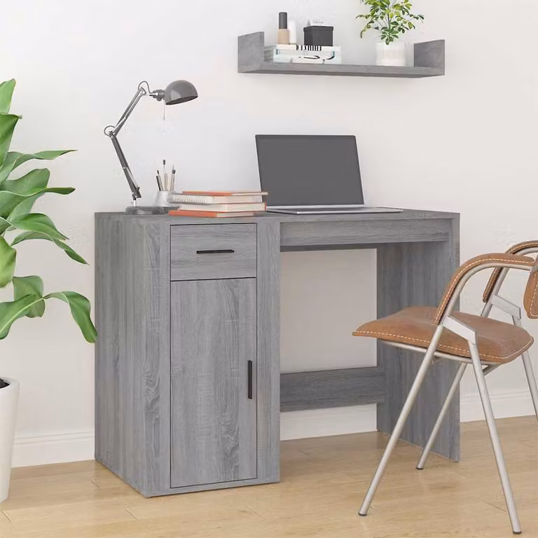 Scrivania moderna vidaXL in legno e MDF Grigio, L 100 x P 49 x H 75 cm