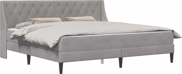 Struttura letto con materasso grigio chiaro, dimensioni 180 x 200 cm