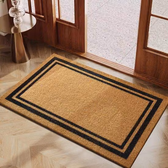 Tappetino in cocco per interni ed esterni riparati, antiscivolo, naturale, in cocco, con bordo per esterni, resistente alle intemperie, per soggiorno, terrazza, ingresso, 40 x 60 cm