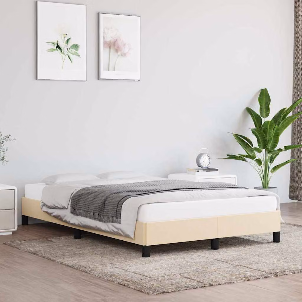 vidaXL Giroletto senza materasso in tessuto beige L 120 x P 200 cm