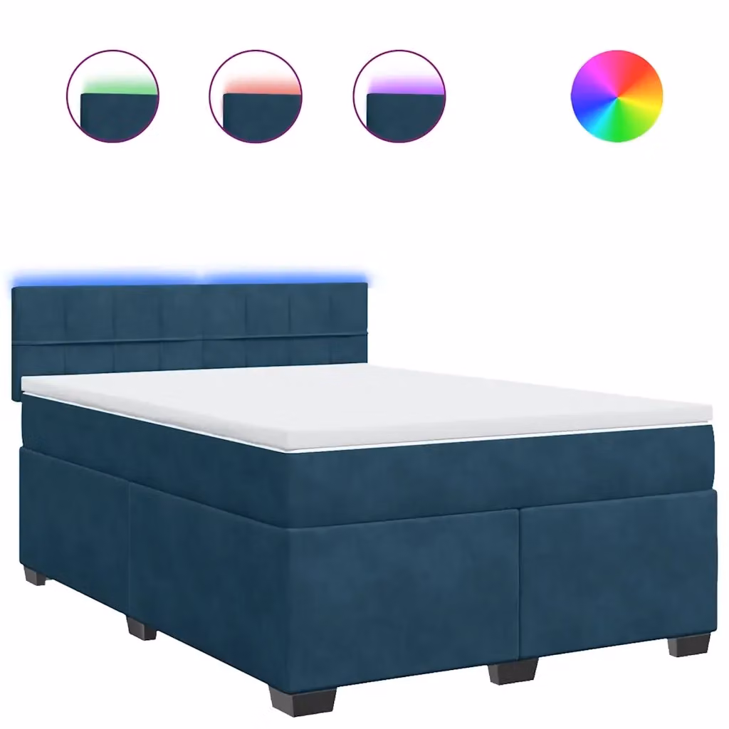 Letto Ibrido con Materasso in Velluto Blu e Bianco vidaXL L/P: 140 x 200 cm – 2