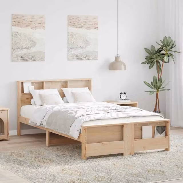 Letto con scaffali laterali in legno di pino Marrone vidaXL L 120 x P 200 cm