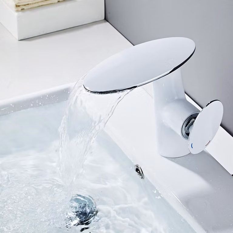 Rubinetto per lavabo - Acqua calda e fredda - Oro bianco
