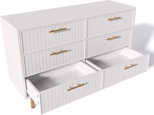 Cassettiera Chicfurn Moderna Bianca in MDF e Metallo per Camera e Soggiorno L: 120 cm, P: 40 cm, H: 75 cm