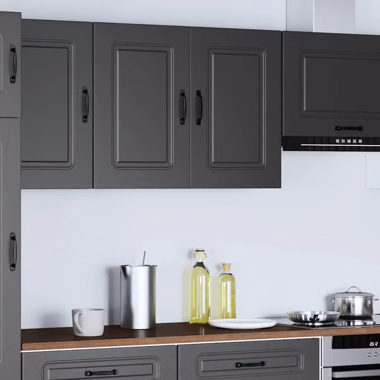 Pensile da cucina moderno vidaXL Kalmar nero in legno MDF con ante a battente e ripiani interni L: 80 cm, H: 60 cm, P: 31 cm