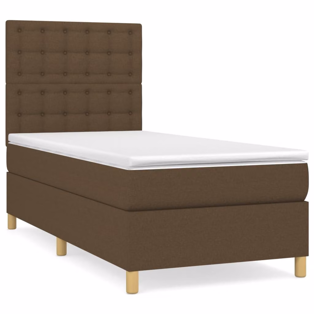 Giroletto a Molle con Materasso Marrone Scuro 80x200 cm Tessuto