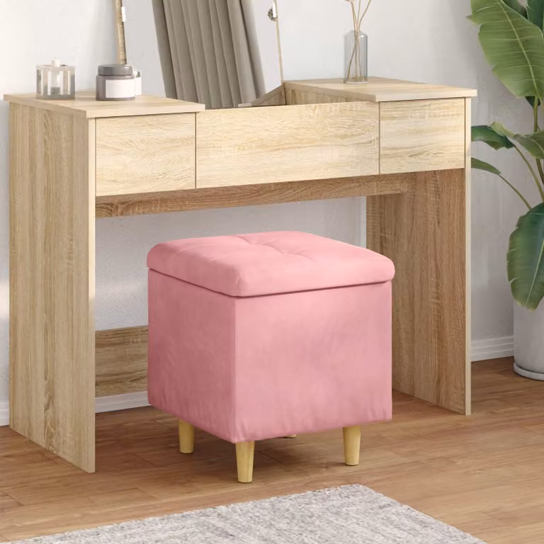 vidaXL Pouf con Storage Rosa 40 x 40 x 45 cm Velluto