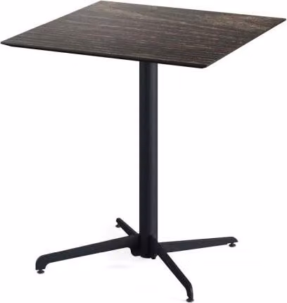 X Cross - Tavolo da patio, struttura nera + piano in HPL effetto legno sbiancato, 70x70 cm, 1 pezzo