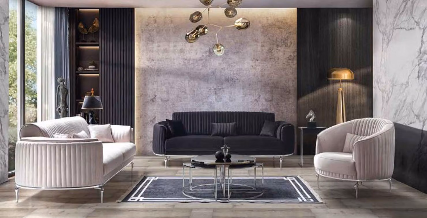 Sofagarnitur 331 Sitzer Couch Polster Lehn Sofa Garnitur Textil Stoff Sofas
