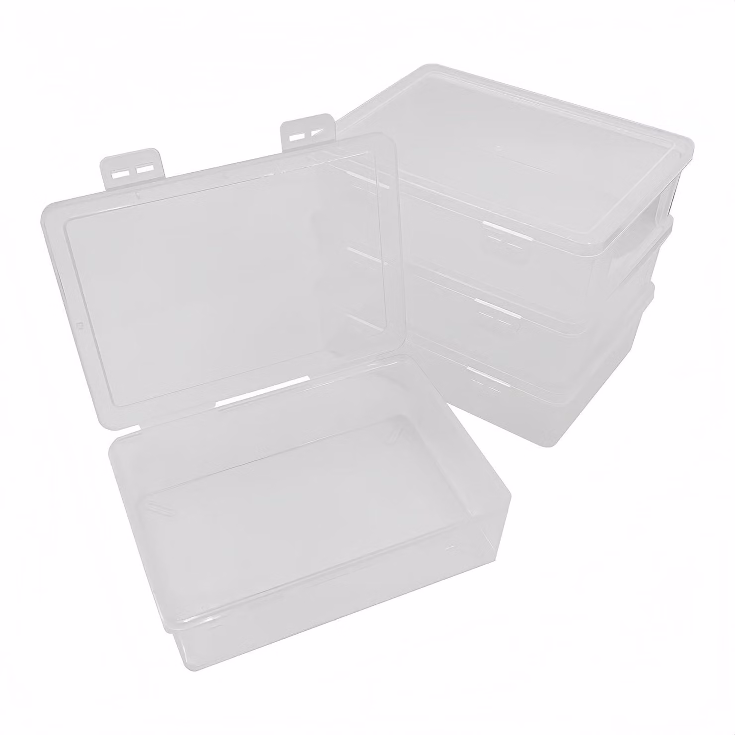 Set di 4 contenitori impilabili con coperchio, trasparenti