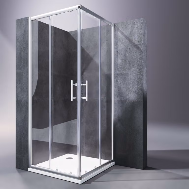 Cabina doccia SONNI con ingresso angolare 76x76 cm Doccia angolare Porta scorrevole 195 cm Doppia porta doccia Vetro ESG Doccia