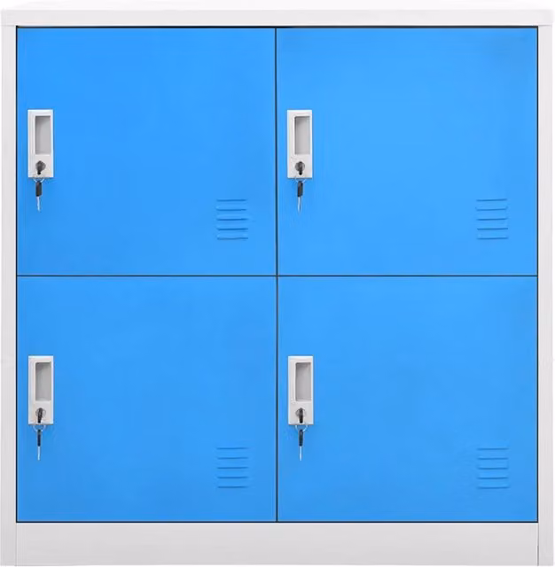 Armadietto in acciaio vidaXL con chiave, grigio e blu, da appendere al muro, L: 90 cm, P: 45 cm, H: 92,5 cm