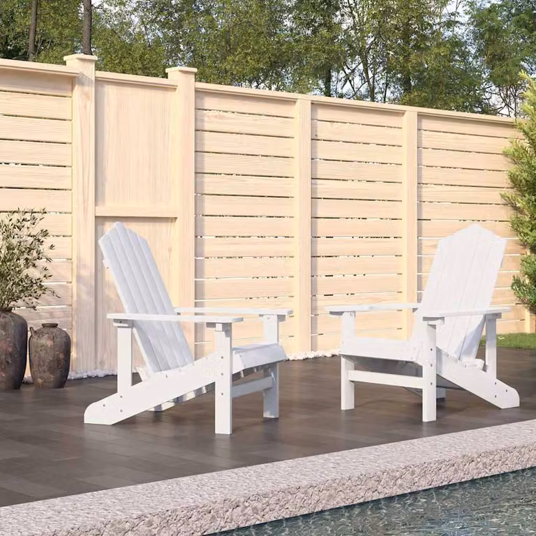 Set di 2 sedie da giardino Adirondack vidaXL in HDPE bianco resistente ai raggi UV