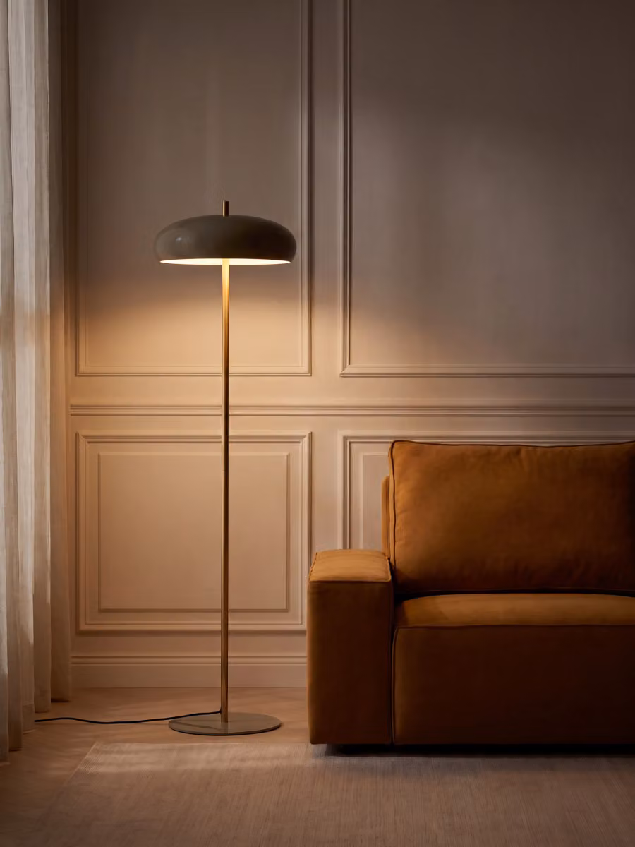 Lampada da terra Gabs Kenay Home grigia con dettagli oro/ottone in metallo H: 153 cm, L: 40 cm, P: 40 cm – 2