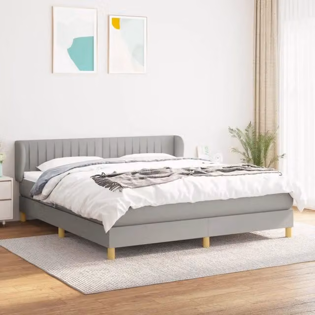 Letto Ibrido con Materasso e Giroletto a Molle vidaXL Grigio Chiaro e Bianco L/P/H: 160 x 200 x 40 cm – 1