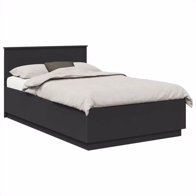 Letto matrimoniale | Letto per adulti | Struttura del letto Nero 135 x 190 cm Legno ingegnerizzato