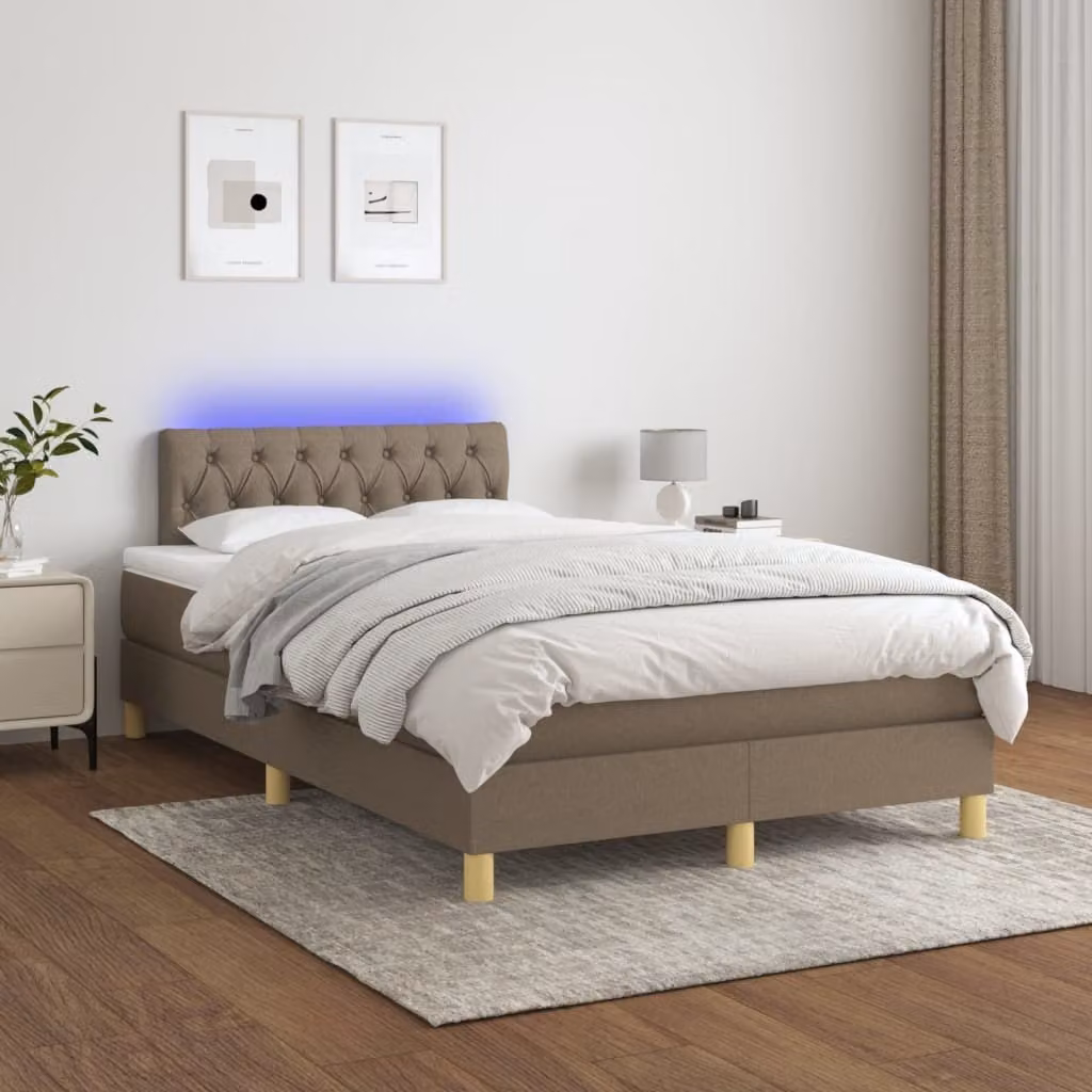 Maison Exclusive - Letto a Molle con Materasso e LED Tortora 120x200cm in Tessuto