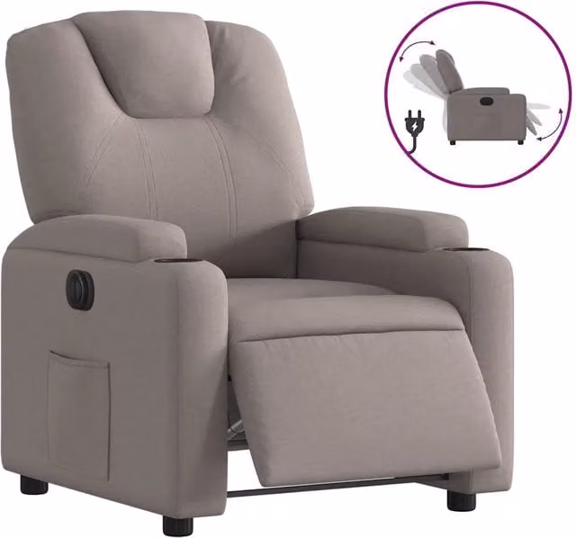 Poltrona | Sedia Relax Elettrica Reclinabile Tortora in Tessuto
