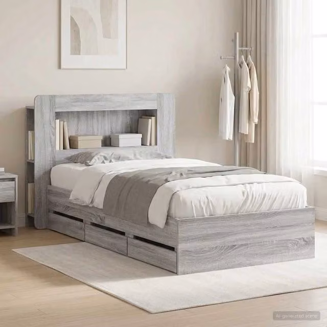 Struttura del letto con stoccaggio e testata Sonoma grigio 3433999