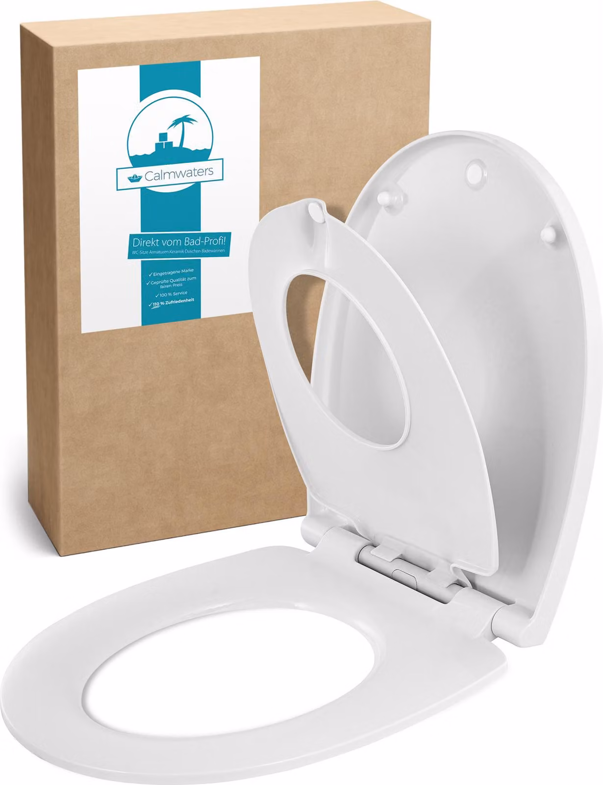 Sedile per WC Calmwaters® Family, coperchio per WC con seggiolino integrato, staccabile individualmente, meccanismo di chiusura morbida, 2 opzioni di montaggio dall'alto, rimovibile, antibatterico, sedile per WC ovale bianco