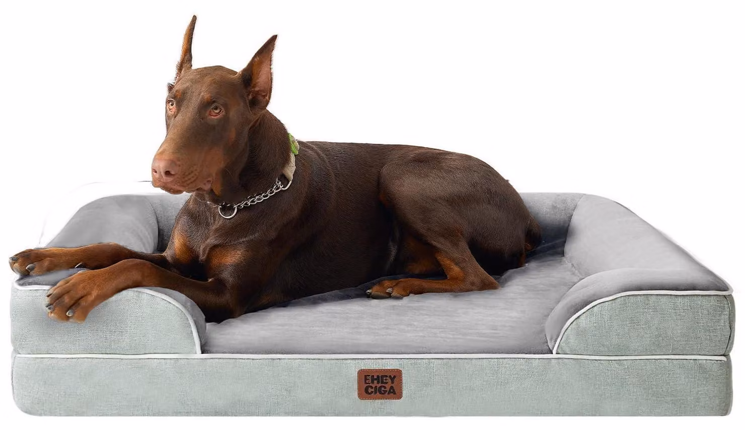 Cuccia ortopedica per cani di grossa taglia, dimensioni 122x89 cm, colore verde grigio