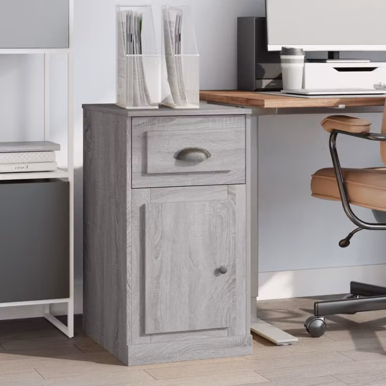 Mobiletto con cassetto vidaXL in legno multistrato e MDF, colore Grigio Sonoma, L: 40 cm, P: 50 cm, H: 75 cm