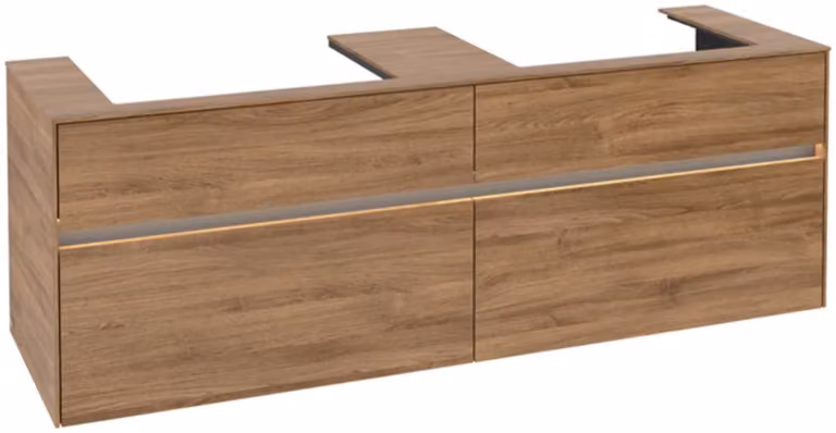 Villeroy & Boch Collaro Meuble sous-lavabo, pour 2 lavabos, avec éclairage, 1600x548x500mm, C024B0RH, C024B0RH