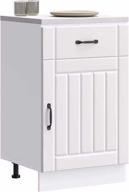 Base da cucina bianca vidaXL con ante a battente in legno effetto opaco L 46 cm, P 50 cm, H 81,5 cm