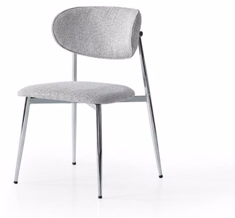 Sedia grigia, comoda, morbida, in tessuto, elegante, in metallo, confortevole, moderna
