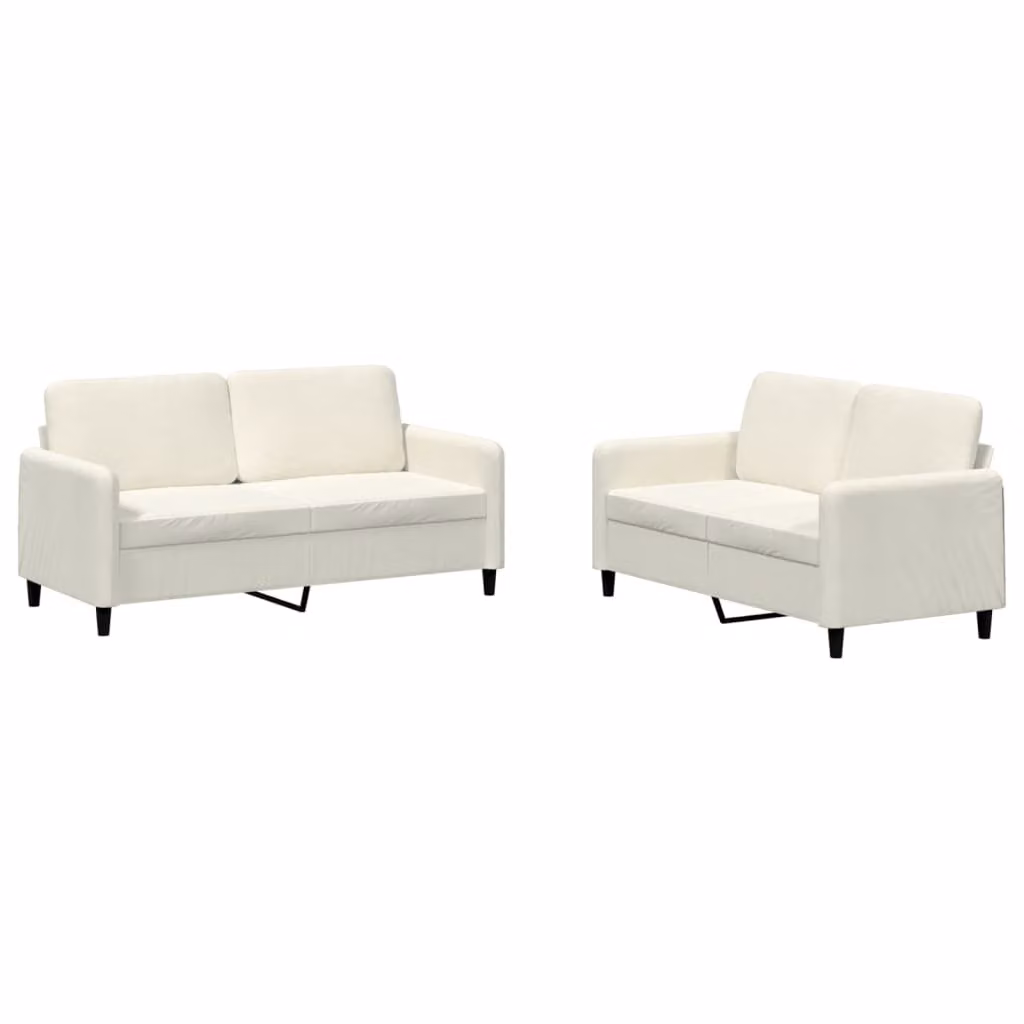 Set di Divani 2 pz Crema in Velluto
