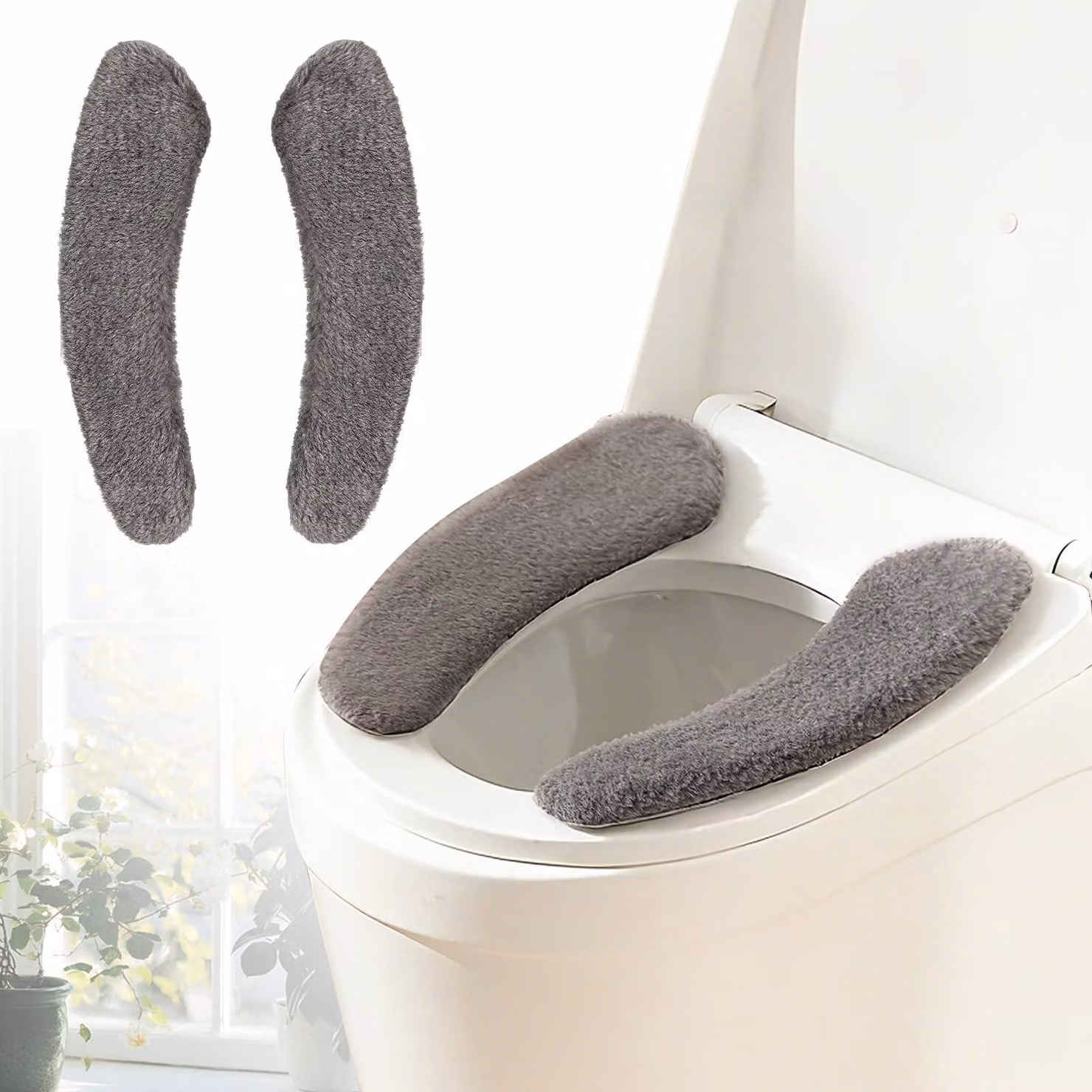 Coprisedili per WC Pluche - Lavabili e Caldi, Grigio