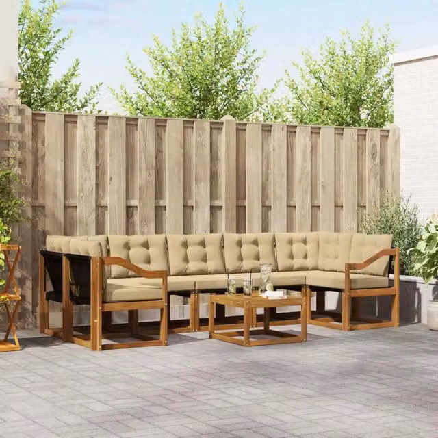 Set di divani da esterno 8 pz Naturale e Beige 3368508