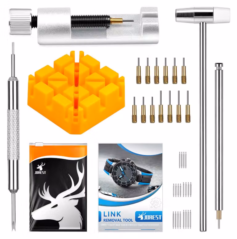 Kit per la rimozione di maglie di orologio, set di strumenti per la regolazione del cinturino con utensili e ricambi