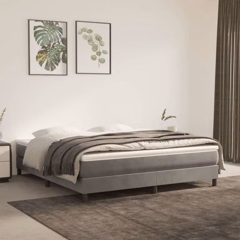 Materasso a Molle Insacchettate Rigidità Media Grigio Chiaro 180x200x20 cm in Velluto