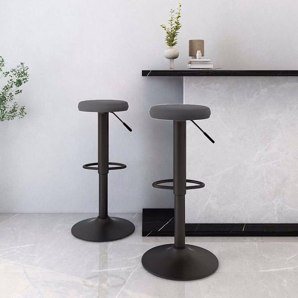 Set di 2 sedie da bar vidaXL in velluto grigio scuro con base girevole a 360 gradi e design moderno